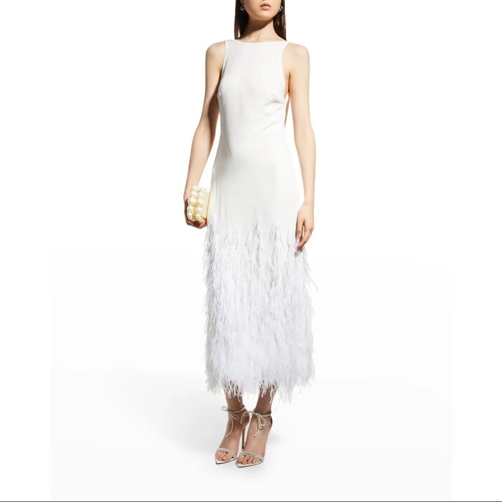 NWT Cult Gaia Aja Ostrich Feather Gown Dress